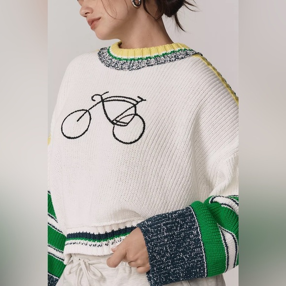 NWT Size L - Daily Practice Cotton Le Tour Crop Crew-Neck Sweater - Picture 6 of 16